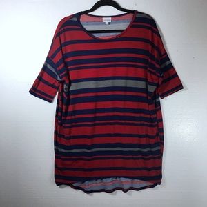 LuLaRoe Sz S Red Blue Striped Patriotic Irma Top